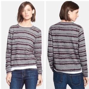 A.L.C. Conlo Grey Striped Crewneck Sweatshirt Women's Size Small Pullover